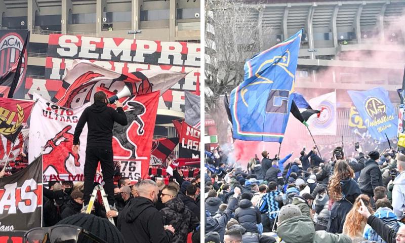 Derby Milan-Inter, i video e le foto degli assembramenti davanti a San Siro