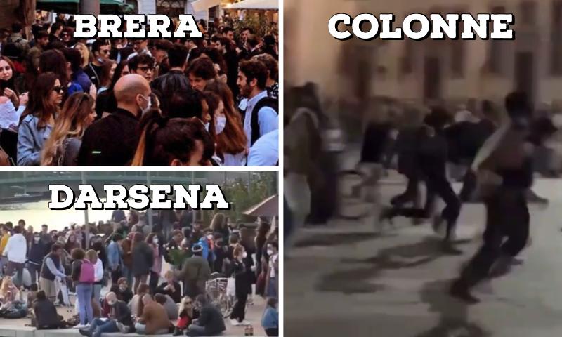 I video degli assembramenti dalle Colonne di San Lorenzo alla Darsena