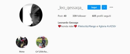 Il profilo Instagram di Leonardo Gessaga
