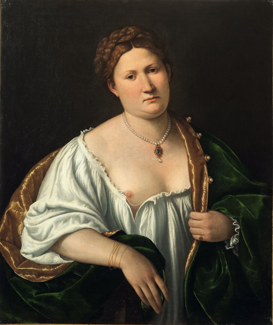 19 BERNARDINO LICINIO Ritratto di donna che scopre il seno (1536)