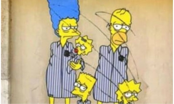 Memoriale della Shoah: vandalizzato il murale dei Simpson deportati ad Auschwitz