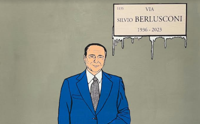 Davanti alla casa d’infanzia di Silvio Berlusconi compare un murale in suo onore