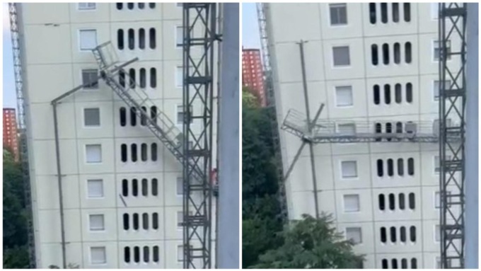 Il video del ponteggio crollato da un palazzo in zona San Leonardo