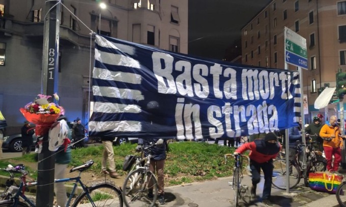 Ciclista investito da un’auto: ieri il presidio “Basta morti in strada”