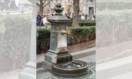 Via ai lavori di restauro della fontanella in Piazza della Scala