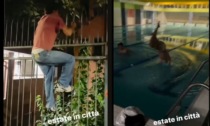 Nuovo blitz notturno del climber Dedelate che fa un bagno abusivo alla piscina Bacone