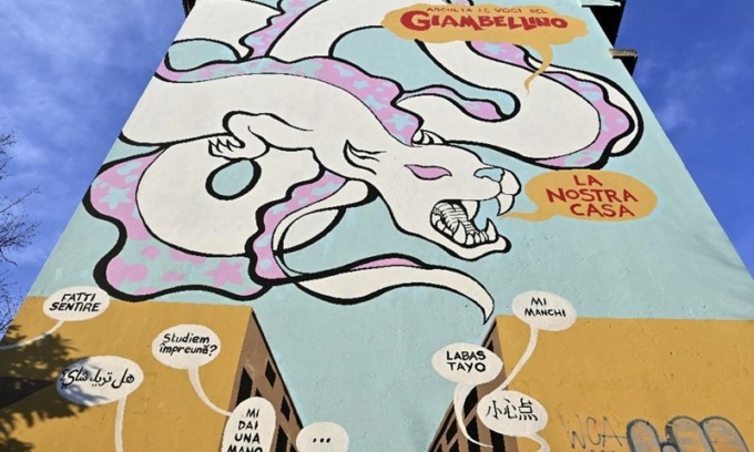 Inaugurato al Giambellino il murale “Cerutti”: il drago bianco del quartiere protettore degli abitanti