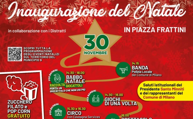 Domenica 30 novembre in Piazza Frattini si accende il Natale: una festa per tutta la città